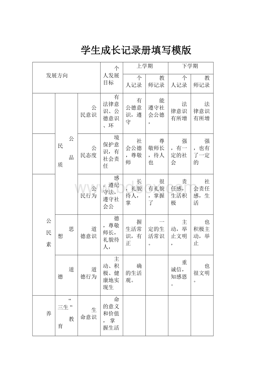 学生成长记录册填写模版.docx_第1页