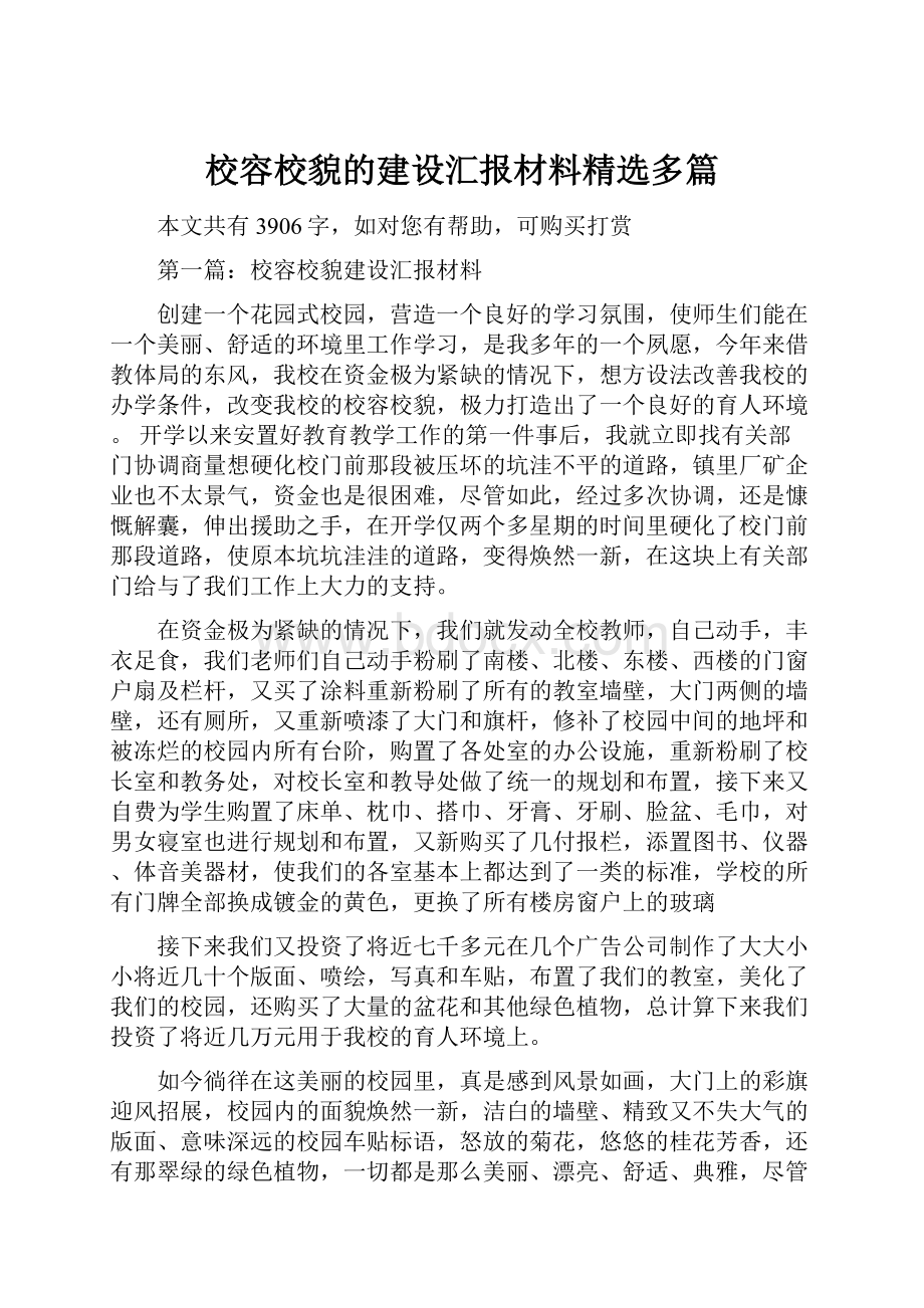 校容校貌的建设汇报材料精选多篇.docx