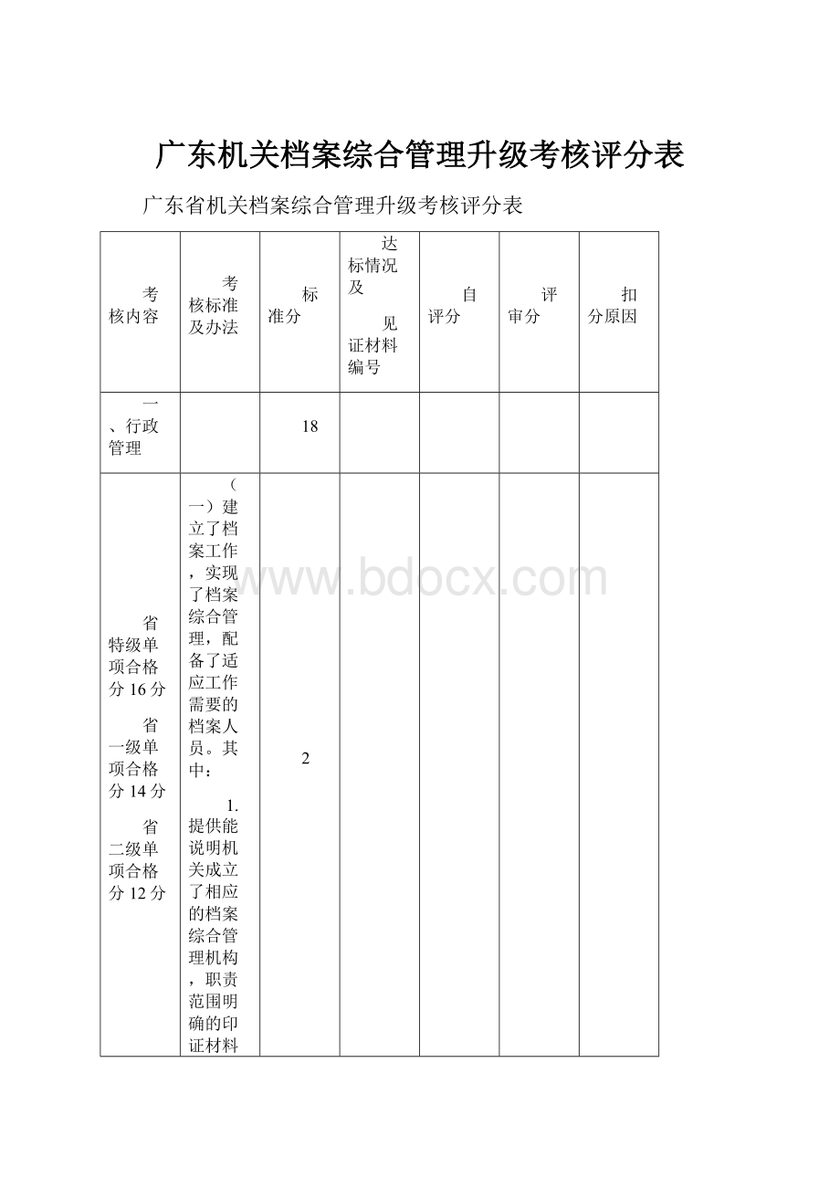 广东机关档案综合管理升级考核评分表.docx