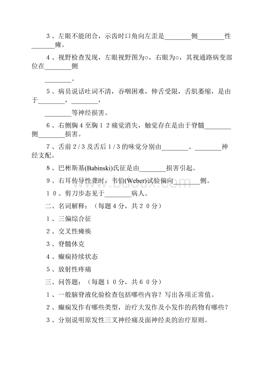 神经病学考试题共二十一库.docx_第2页