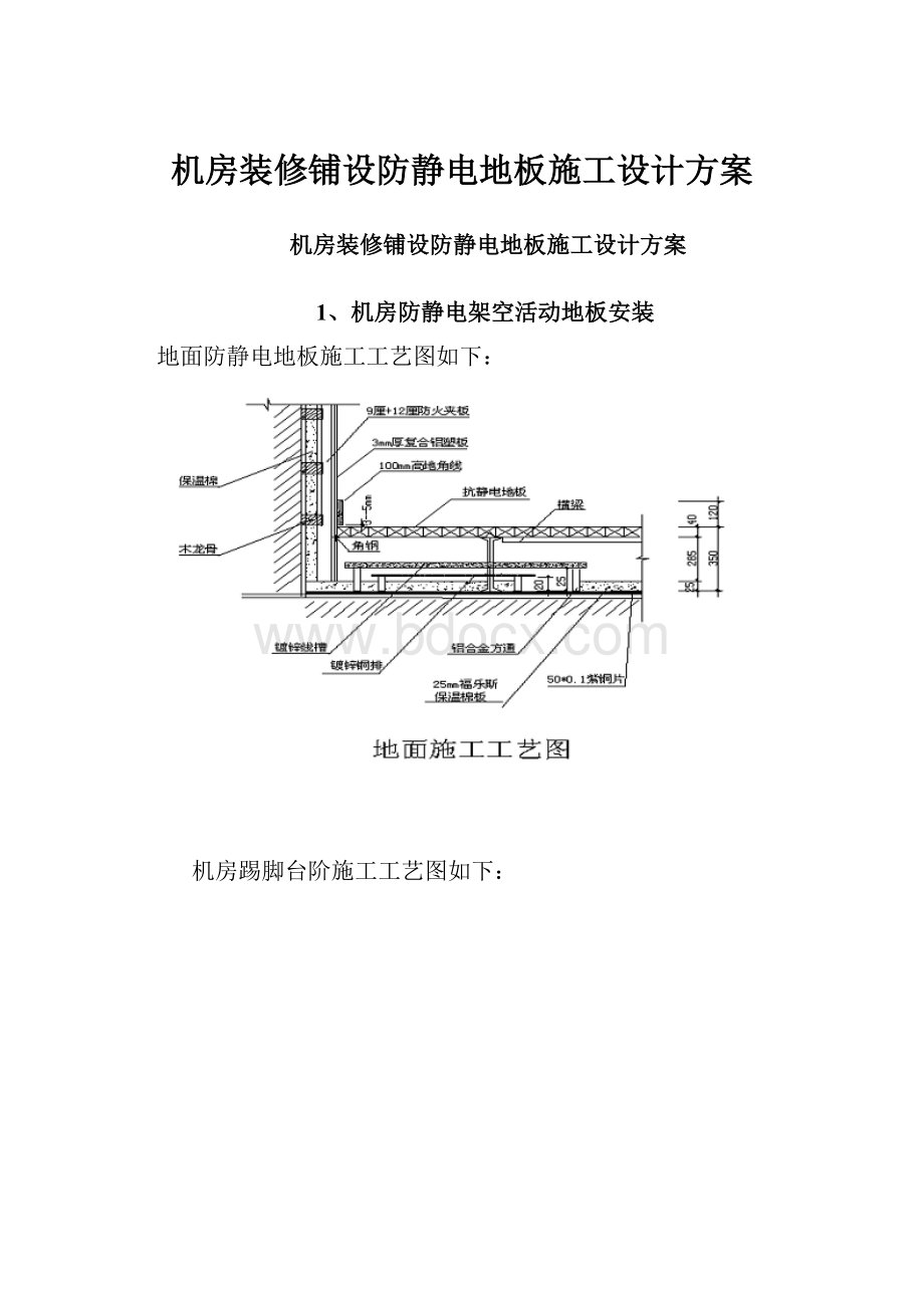 机房装修铺设防静电地板施工设计方案.docx