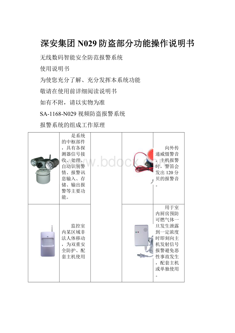 深安集团 N029防盗部分功能操作说明书.docx_第1页