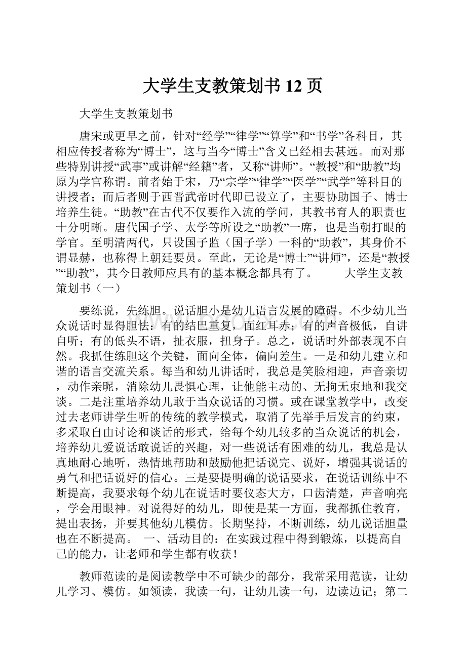 大学生支教策划书12页.docx