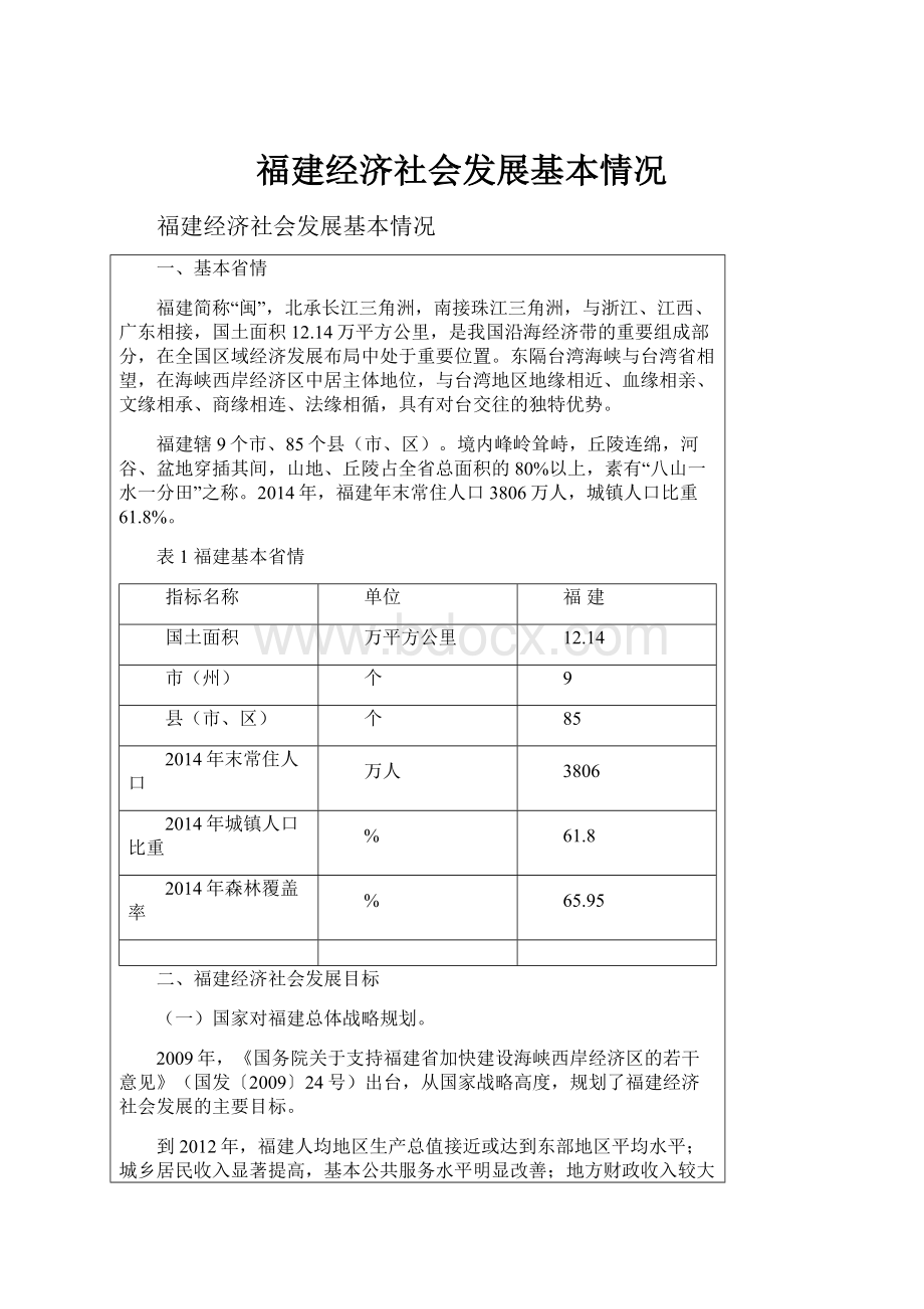 福建经济社会发展基本情况.docx