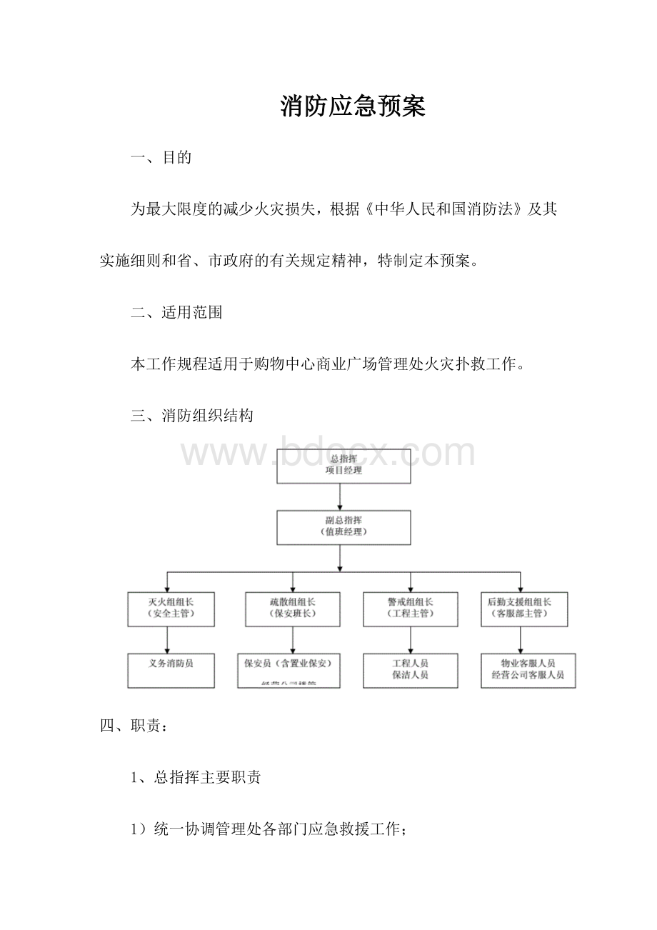 购物中心商场消防应急预案.docx