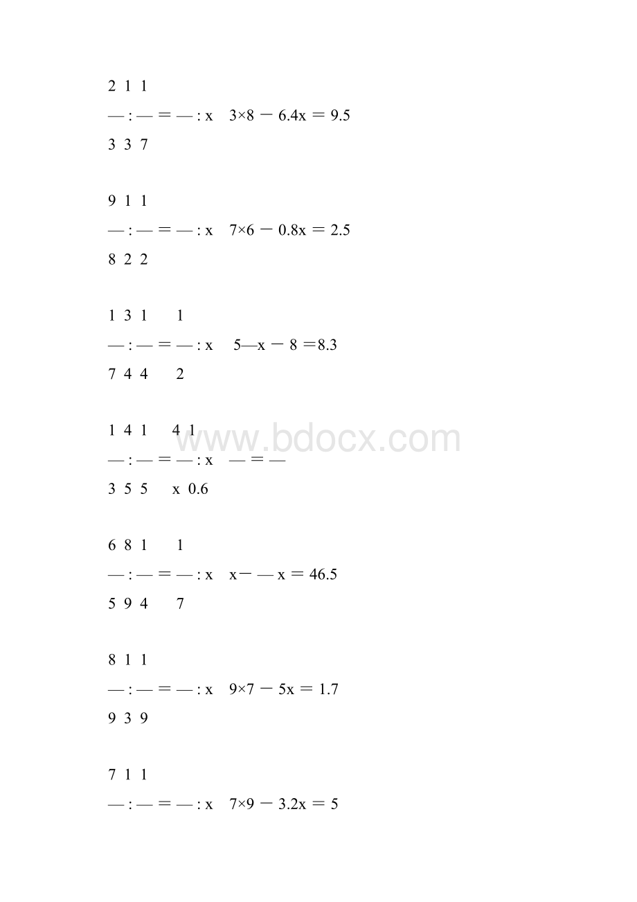 小学六年级数学毕业复习解方程专项训练 4.docx_第2页
