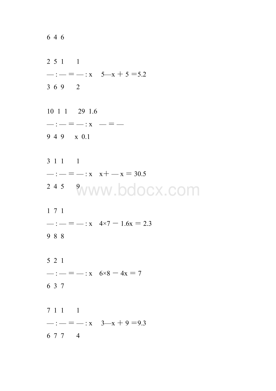 小学六年级数学毕业复习解方程专项训练 4.docx_第3页