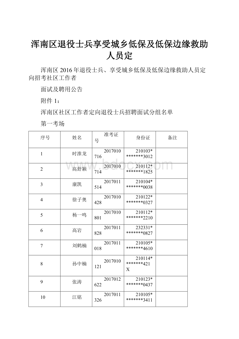 浑南区退役士兵享受城乡低保及低保边缘救助人员定.docx