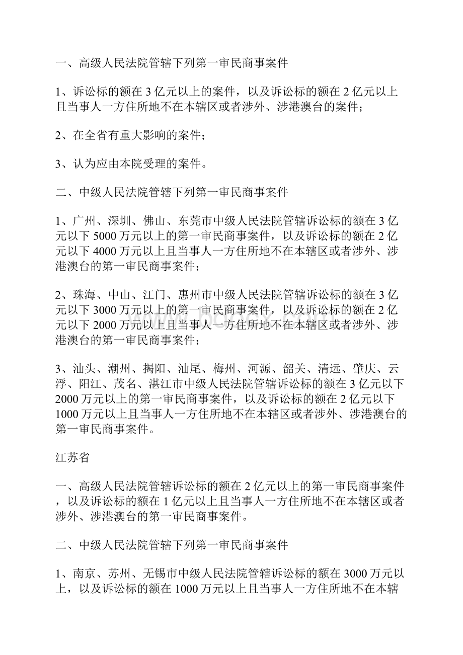 全国各省第一审民商案件受案标准.docx_第2页