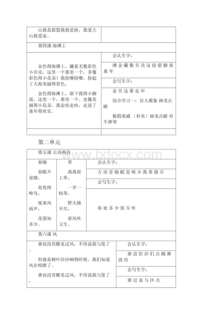 冀教版一年级下册语文生字表.docx_第2页