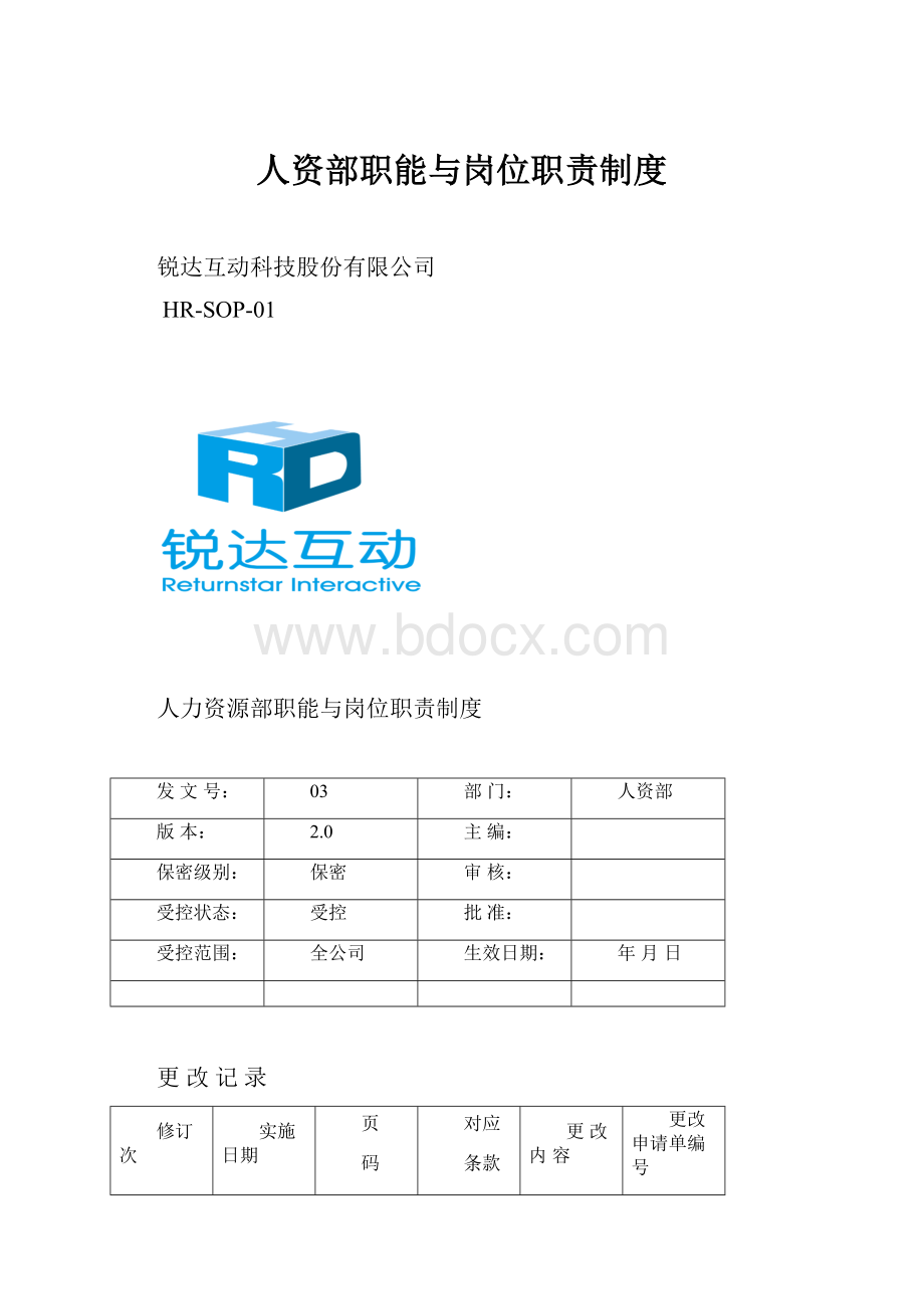 人资部职能与岗位职责制度.docx_第1页