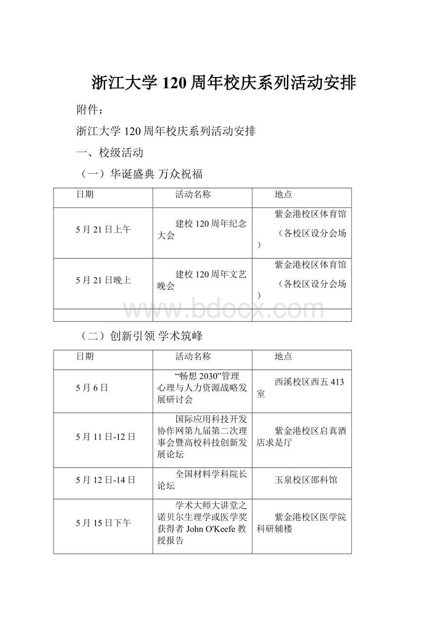 浙江大学120周年校庆系列活动安排.docx