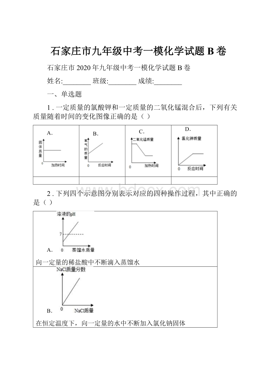 石家庄市九年级中考一模化学试题B卷.docx