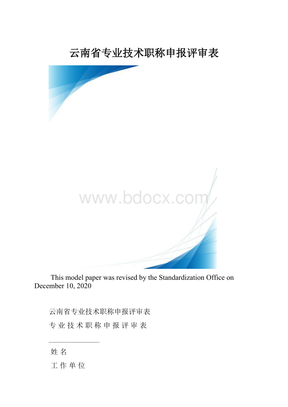 云南省专业技术职称申报评审表.docx