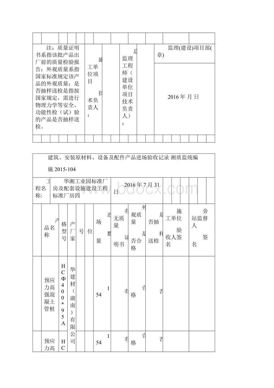 建筑安装原材料设备及配件产品进场验收记录.docx_第2页