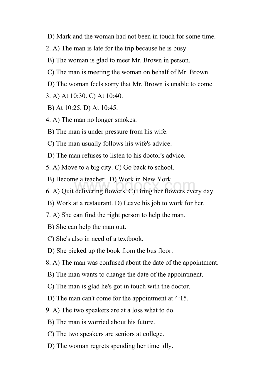 英语四级真题及答案.docx_第2页
