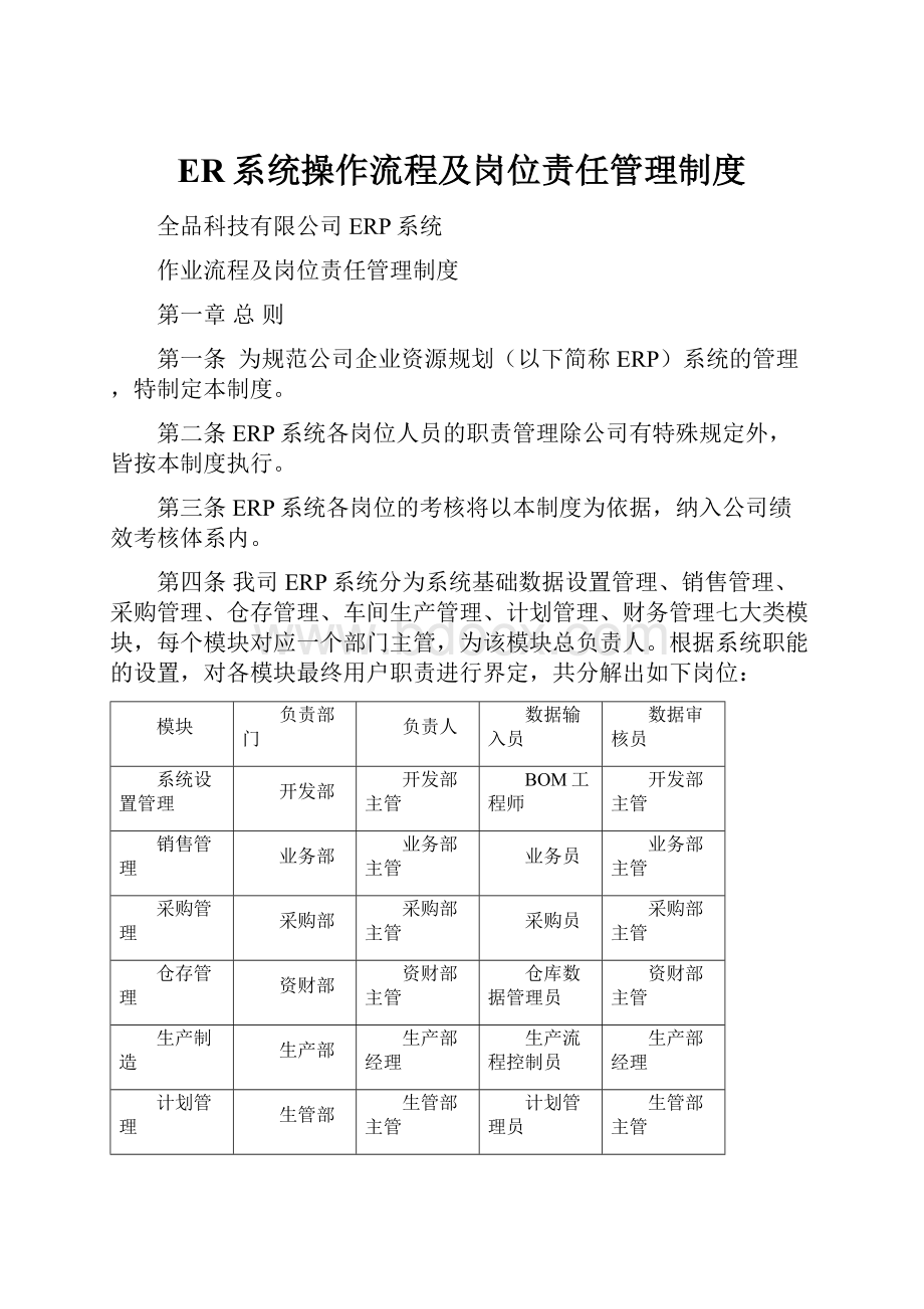 ER系统操作流程及岗位责任管理制度.docx