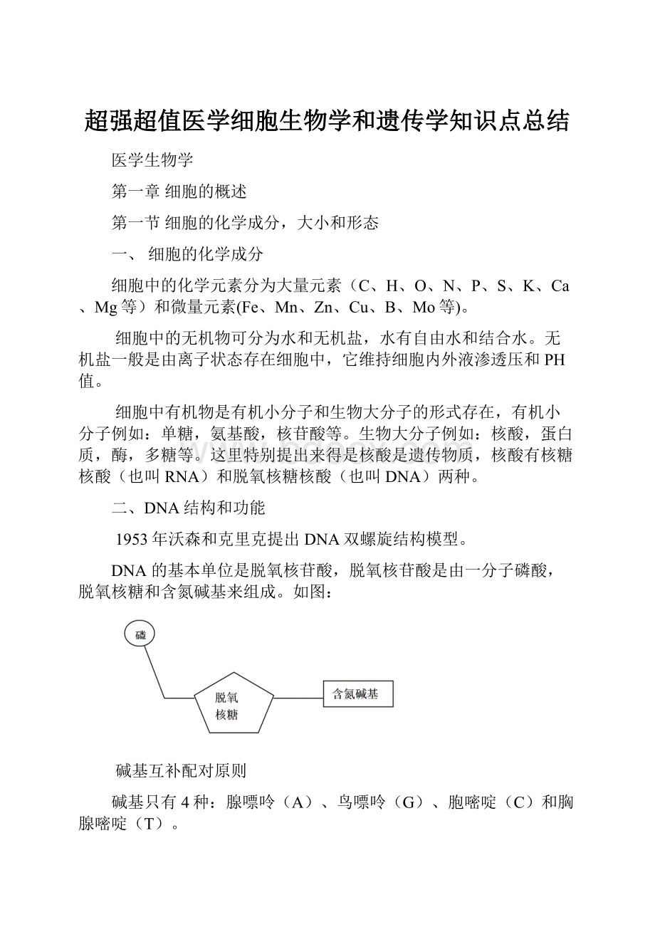 超强超值医学细胞生物学和遗传学知识点总结.docx_第1页