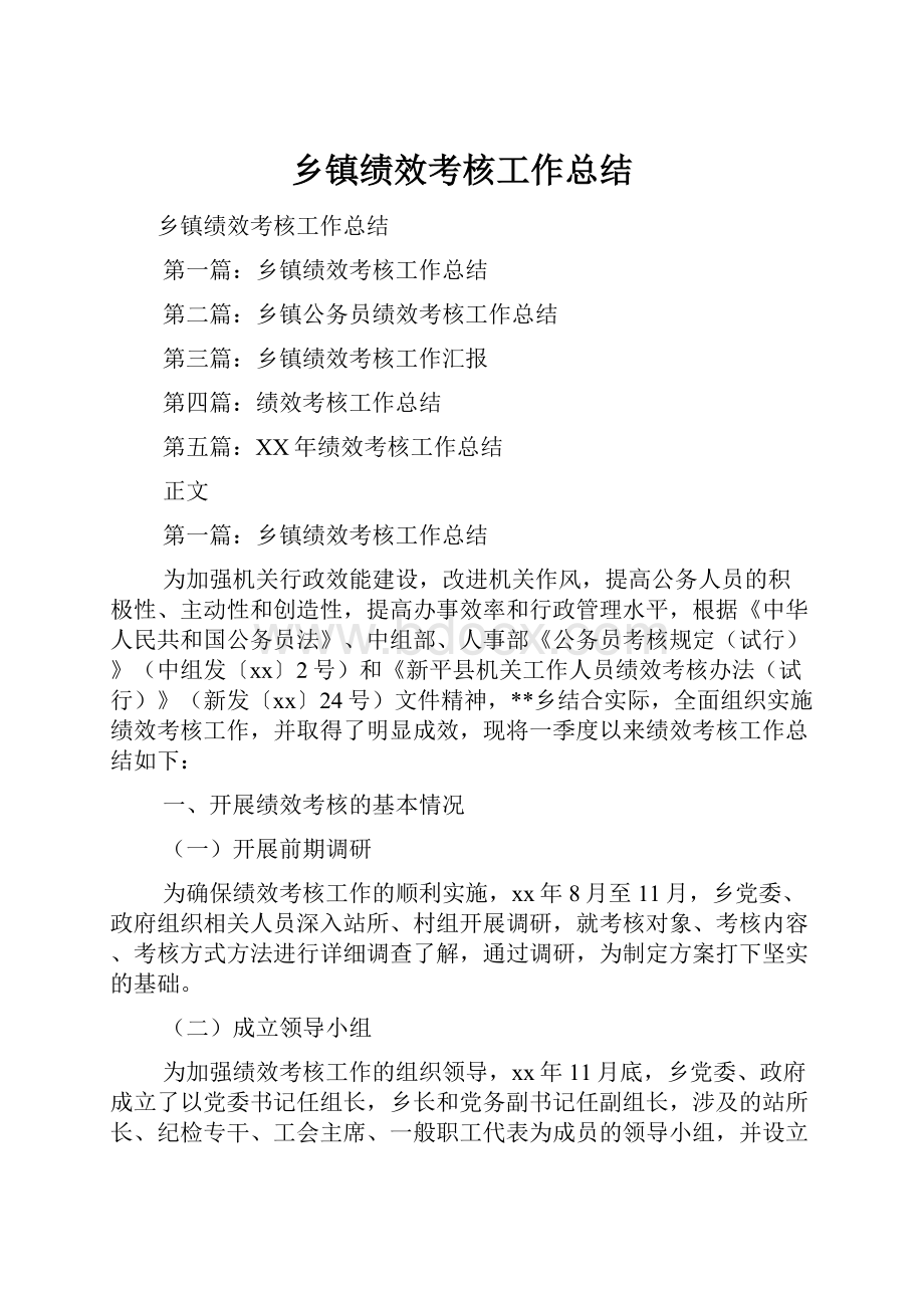 乡镇绩效考核工作总结.docx