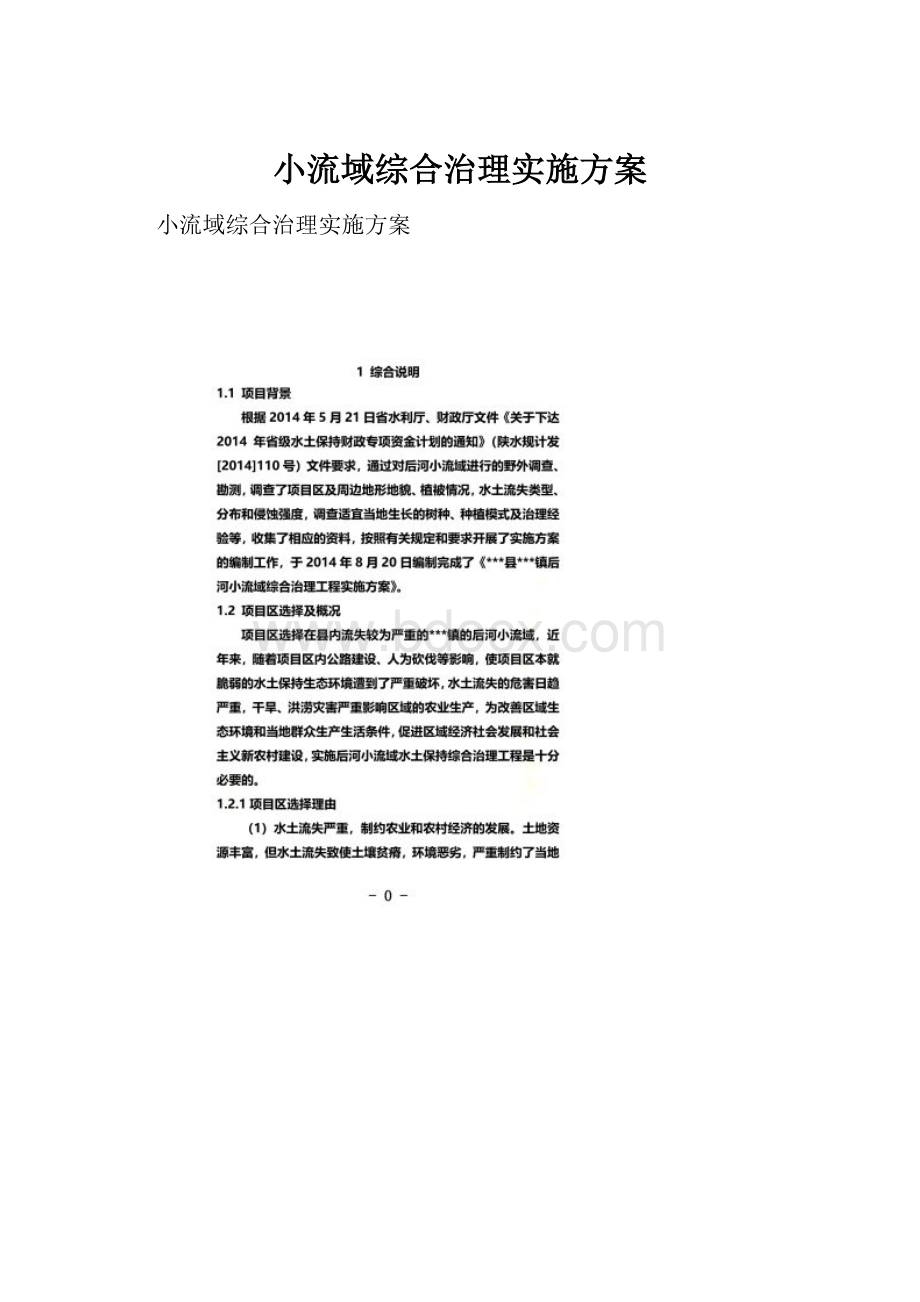 小流域综合治理实施方案.docx