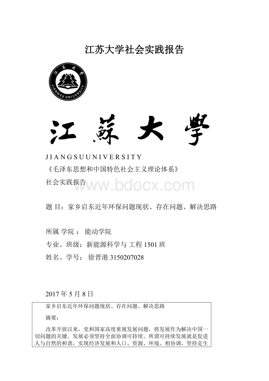 江苏大学社会实践报告.docx