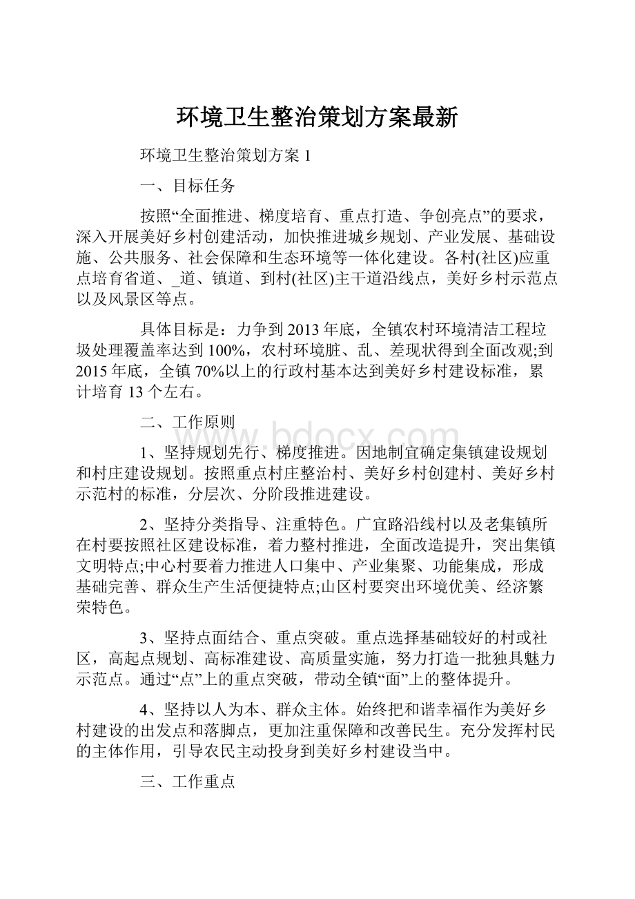 环境卫生整治策划方案最新.docx