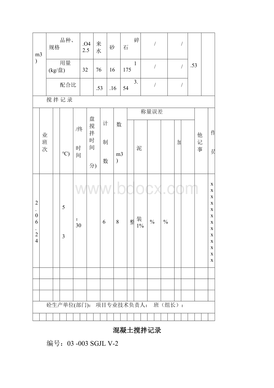 混凝土的搅拌记录簿.docx_第3页