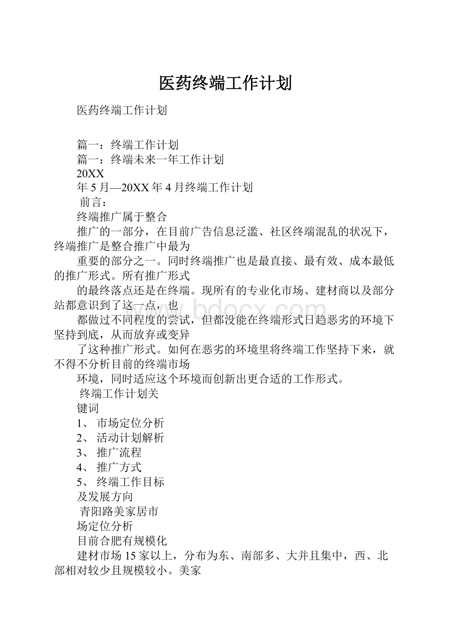 医药终端工作计划.docx_第1页