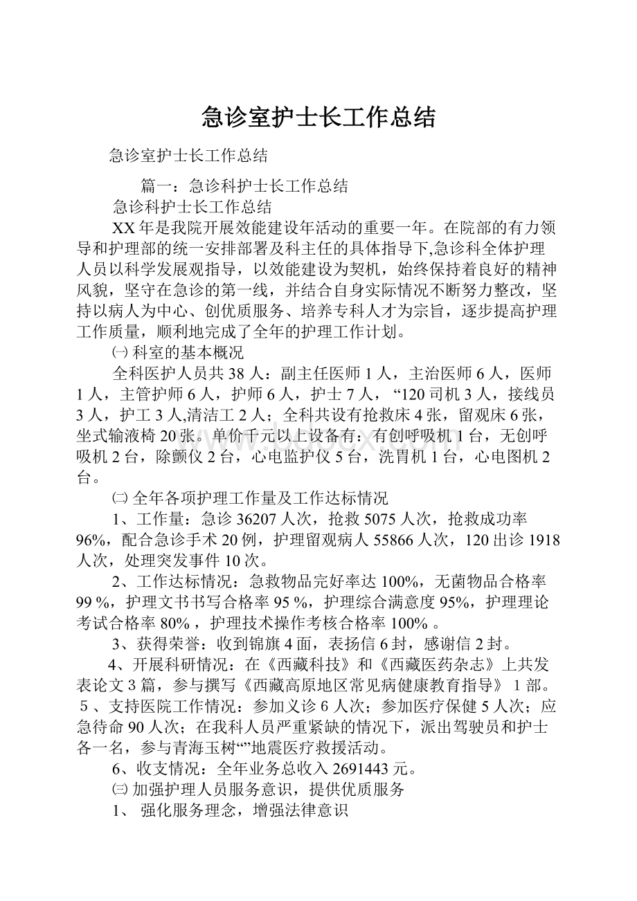 急诊室护士长工作总结.docx