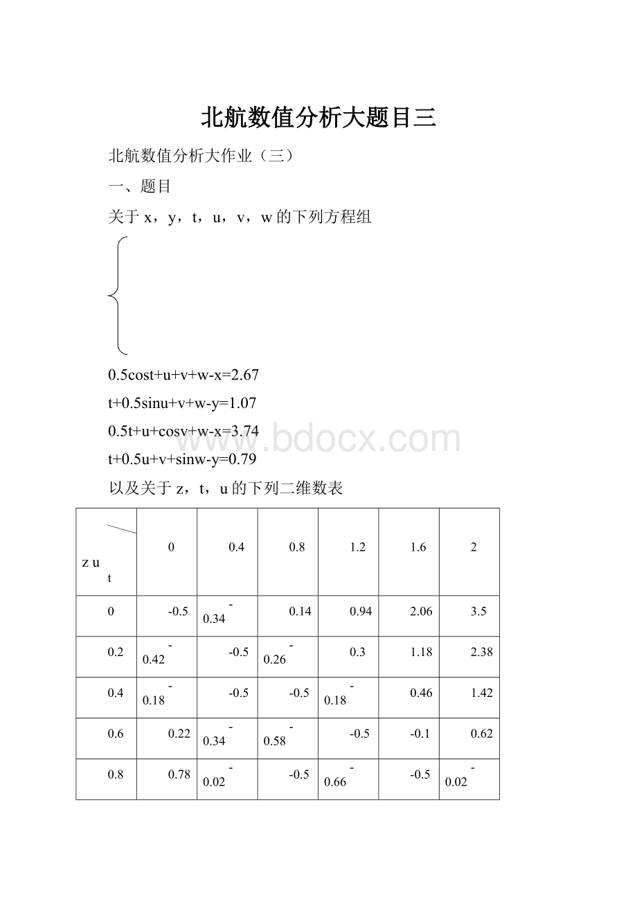 北航数值分析大题目三.docx