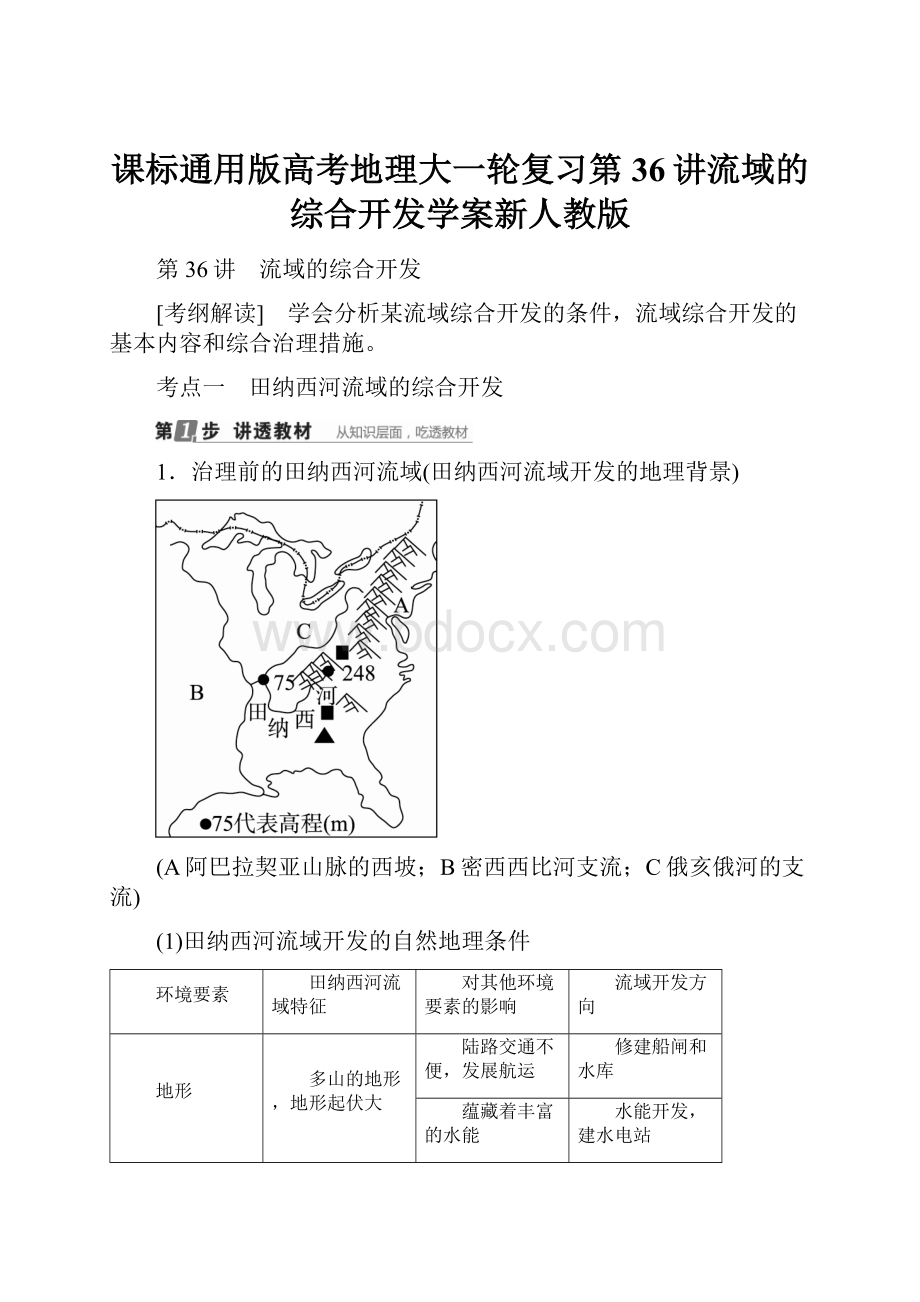 课标通用版高考地理大一轮复习第36讲流域的综合开发学案新人教版.docx_第1页