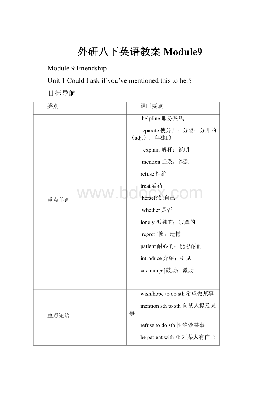 外研八下英语教案Module9.docx