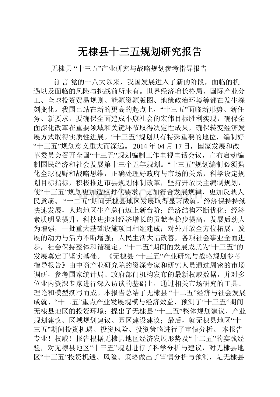 无棣县十三五规划研究报告.docx_第1页