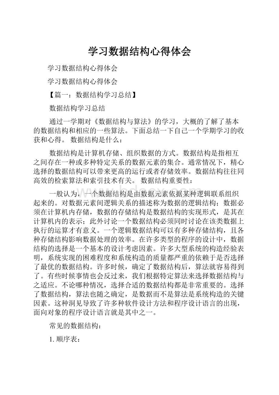 学习数据结构心得体会.docx_第1页