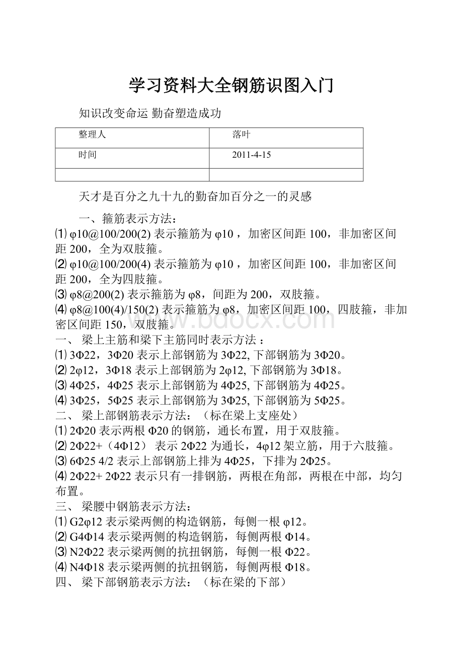 学习资料大全钢筋识图入门.docx