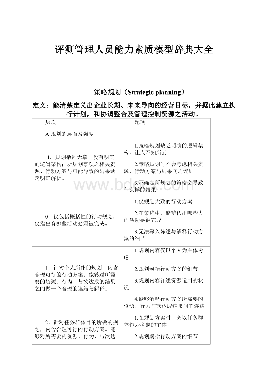 评测管理人员能力素质模型辞典大全.docx_第1页