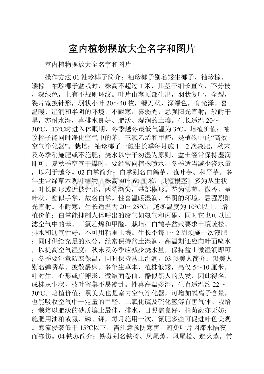 室内植物摆放大全名字和图片.docx