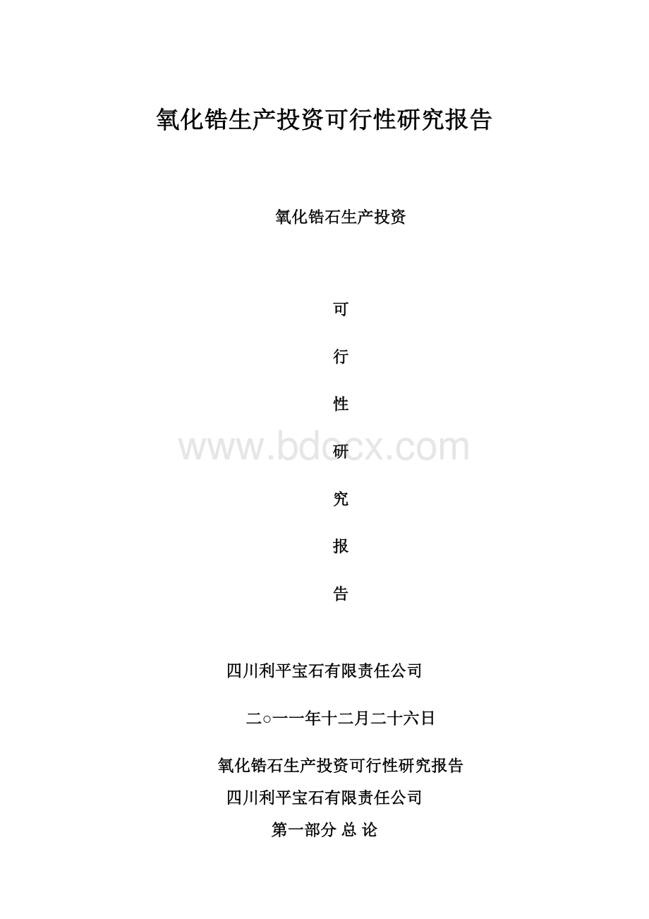 氧化锆生产投资可行性研究报告.docx_第1页