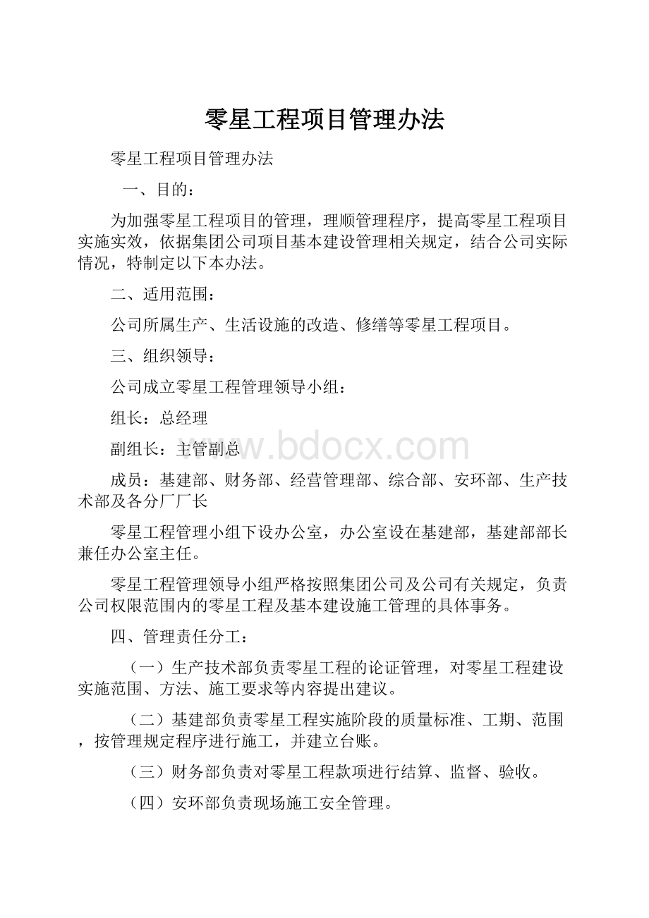 零星工程项目管理办法.docx_第1页