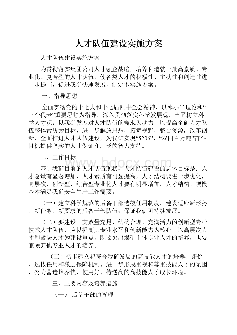 人才队伍建设实施方案.docx_第1页