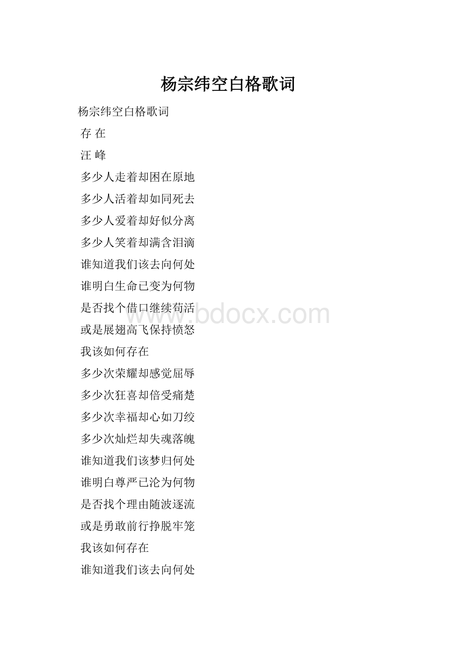 杨宗纬空白格歌词.docx