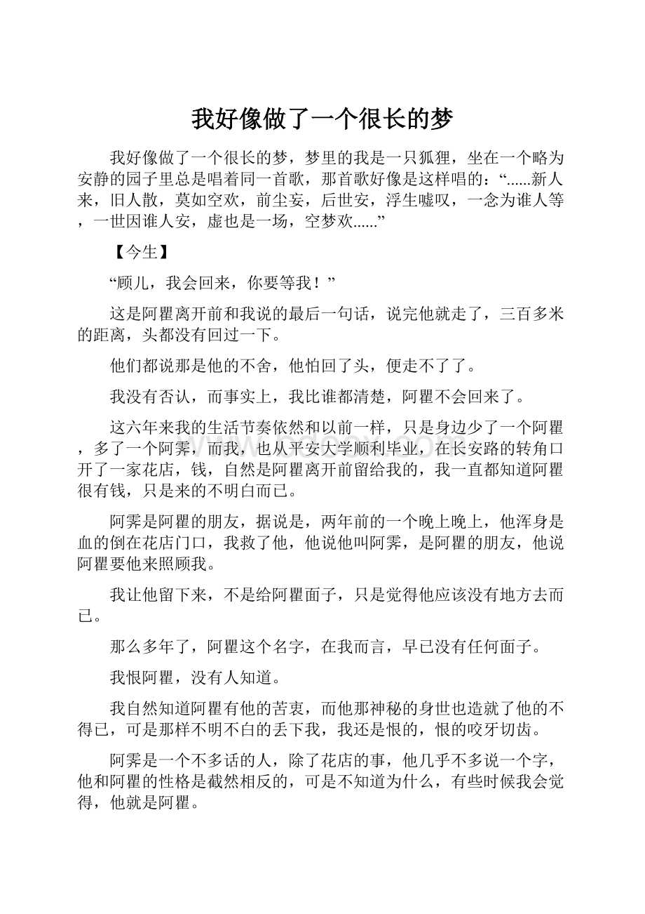 我好像做了一个很长的梦.docx_第1页