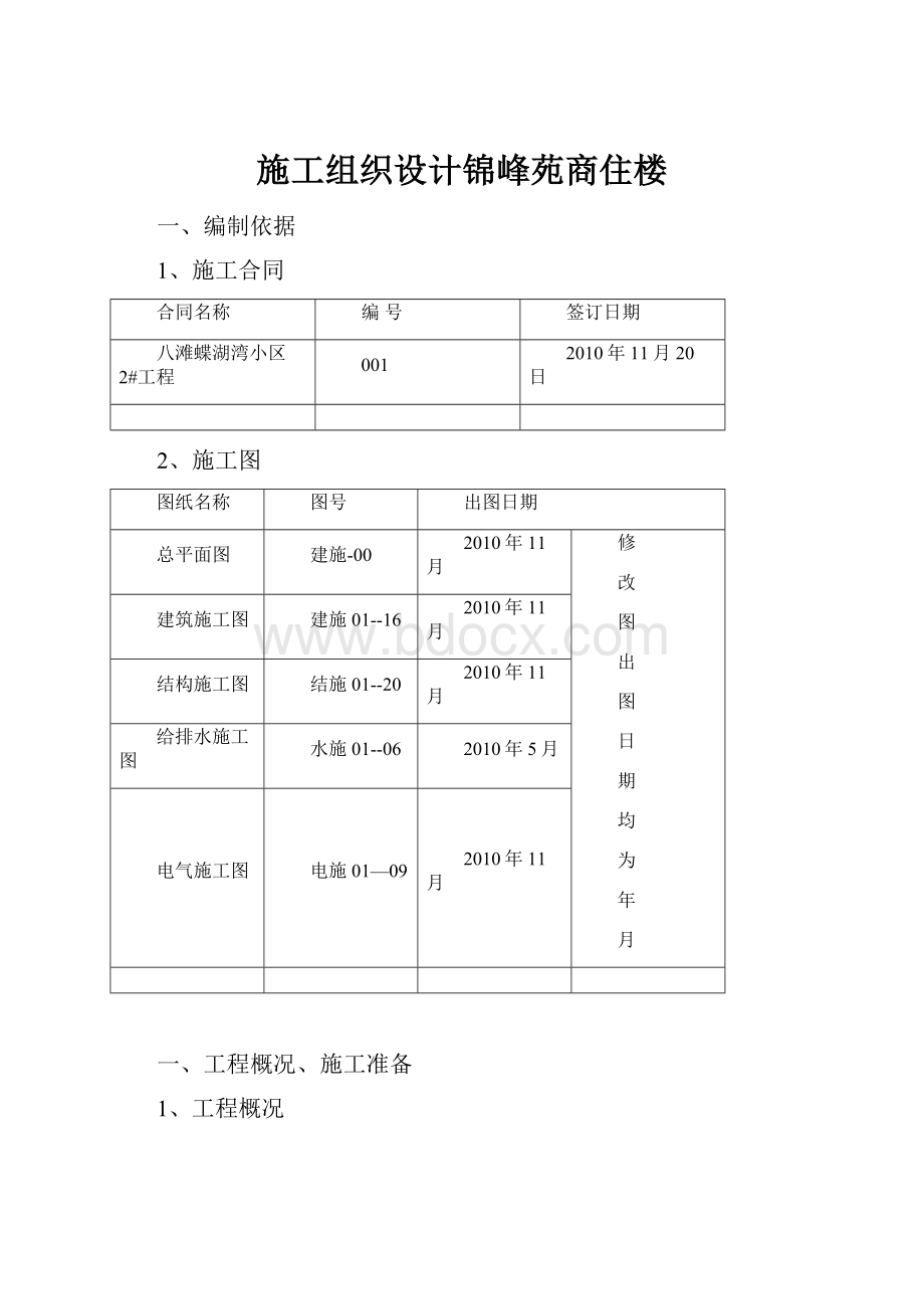 施工组织设计锦峰苑商住楼.docx_第1页