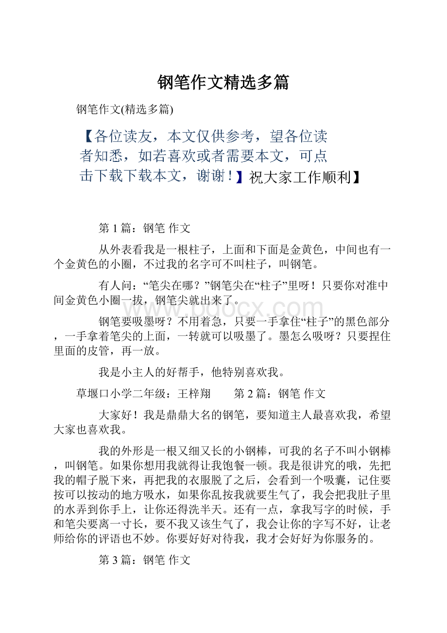 钢笔作文精选多篇.docx_第1页