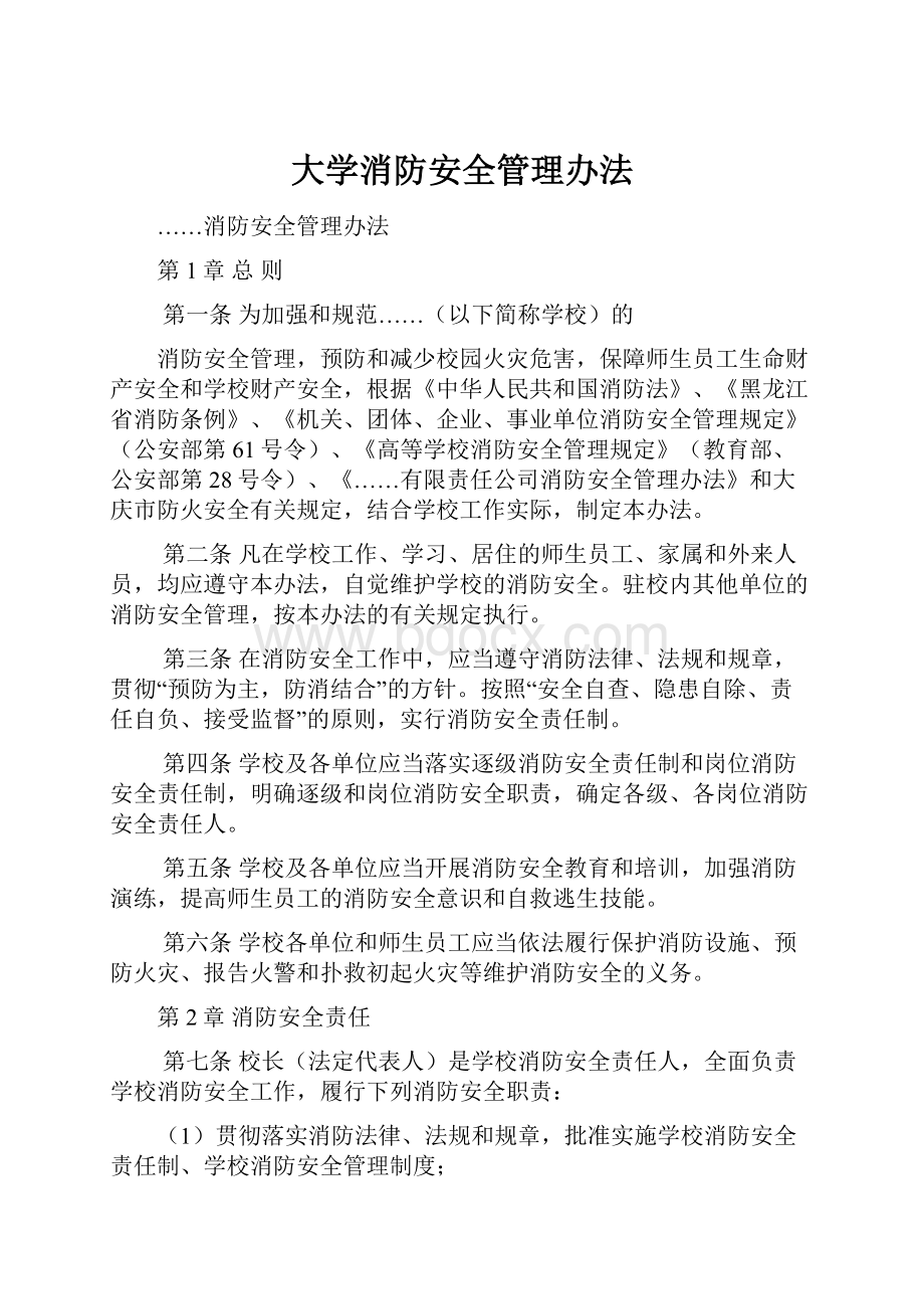 大学消防安全管理办法.docx_第1页