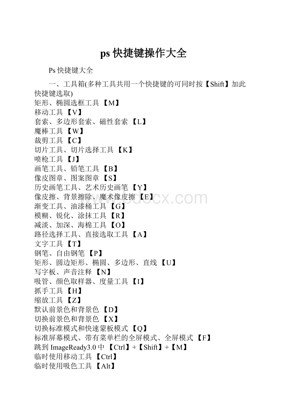 ps快捷键操作大全.docx_第1页