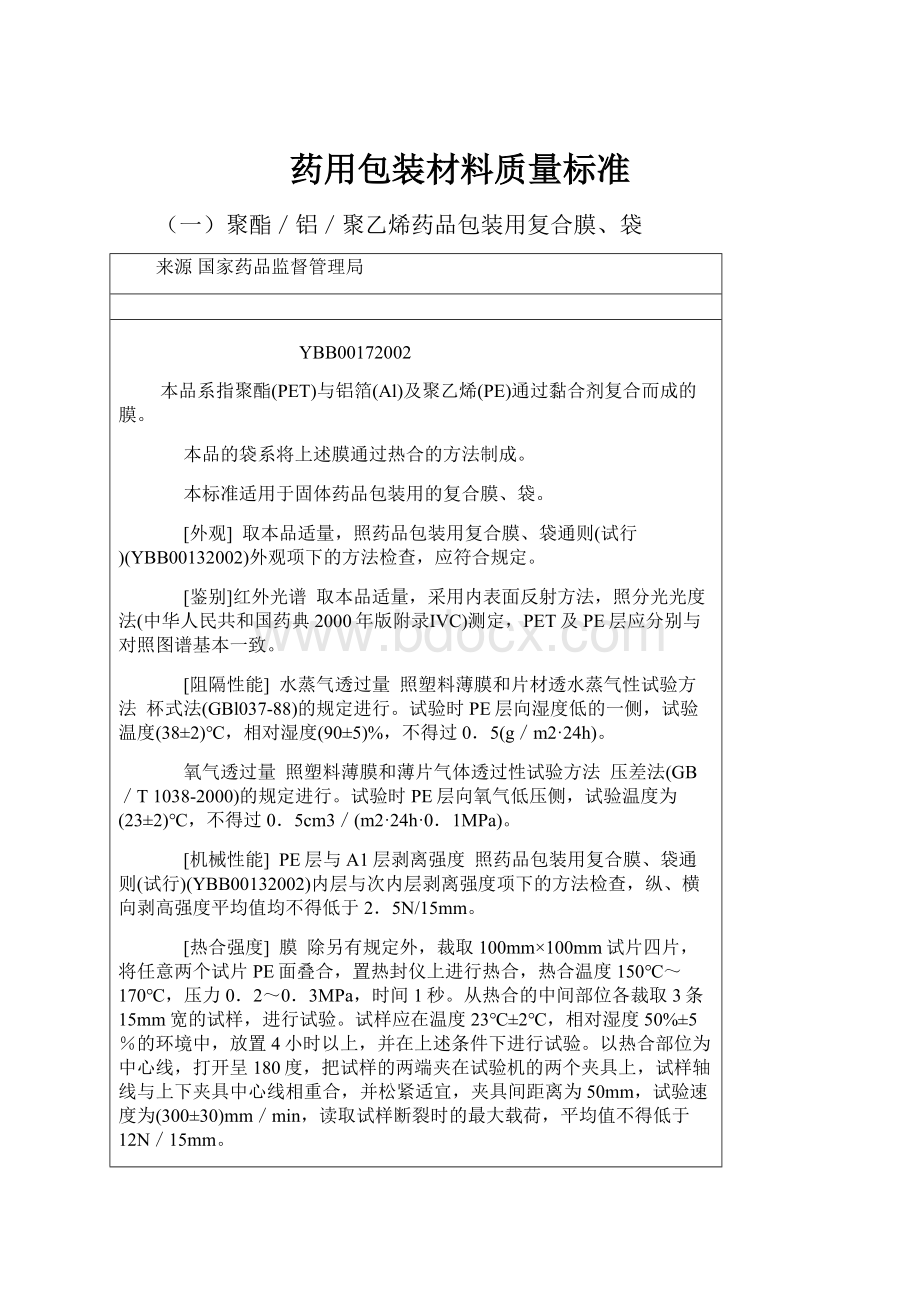 药用包装材料质量标准.docx_第1页