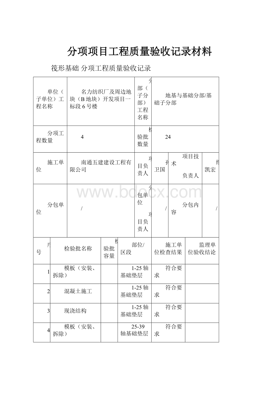 分项项目工程质量验收记录材料.docx