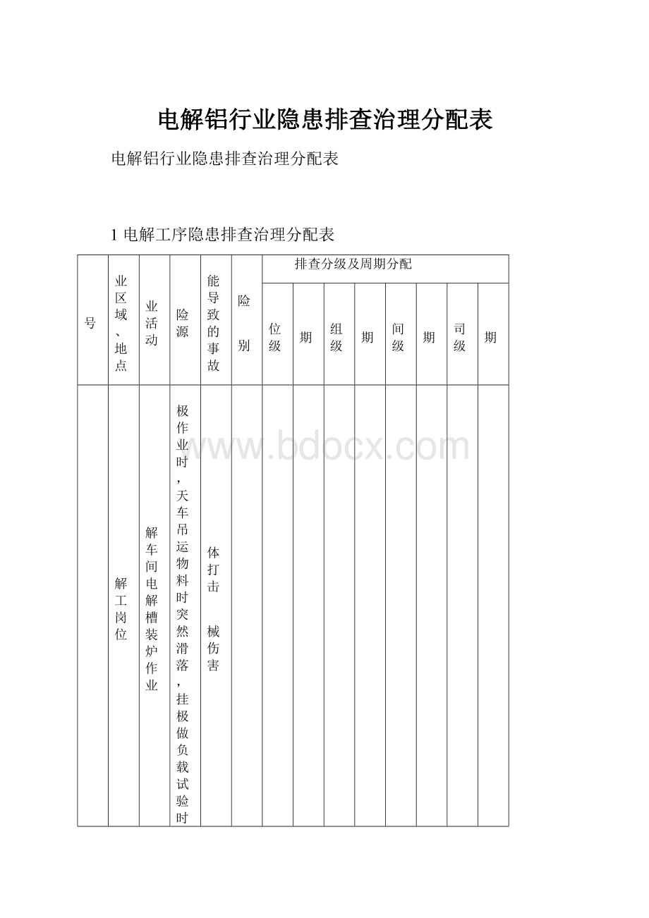 电解铝行业隐患排查治理分配表.docx