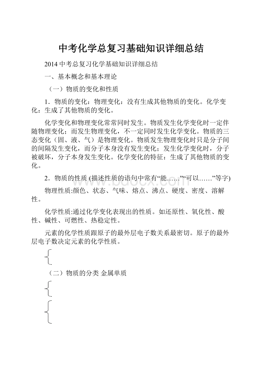 中考化学总复习基础知识详细总结.docx